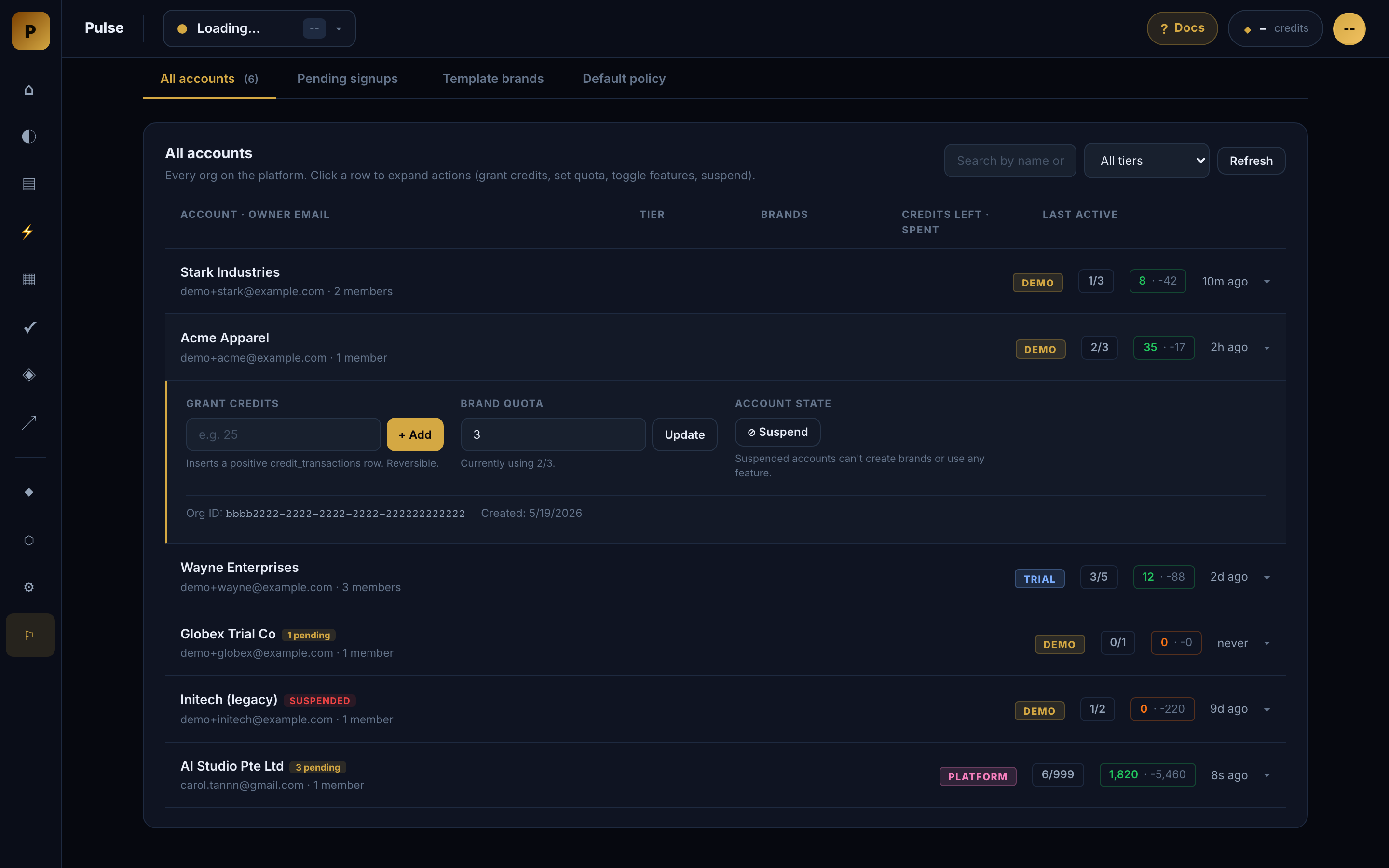 Expanded account row