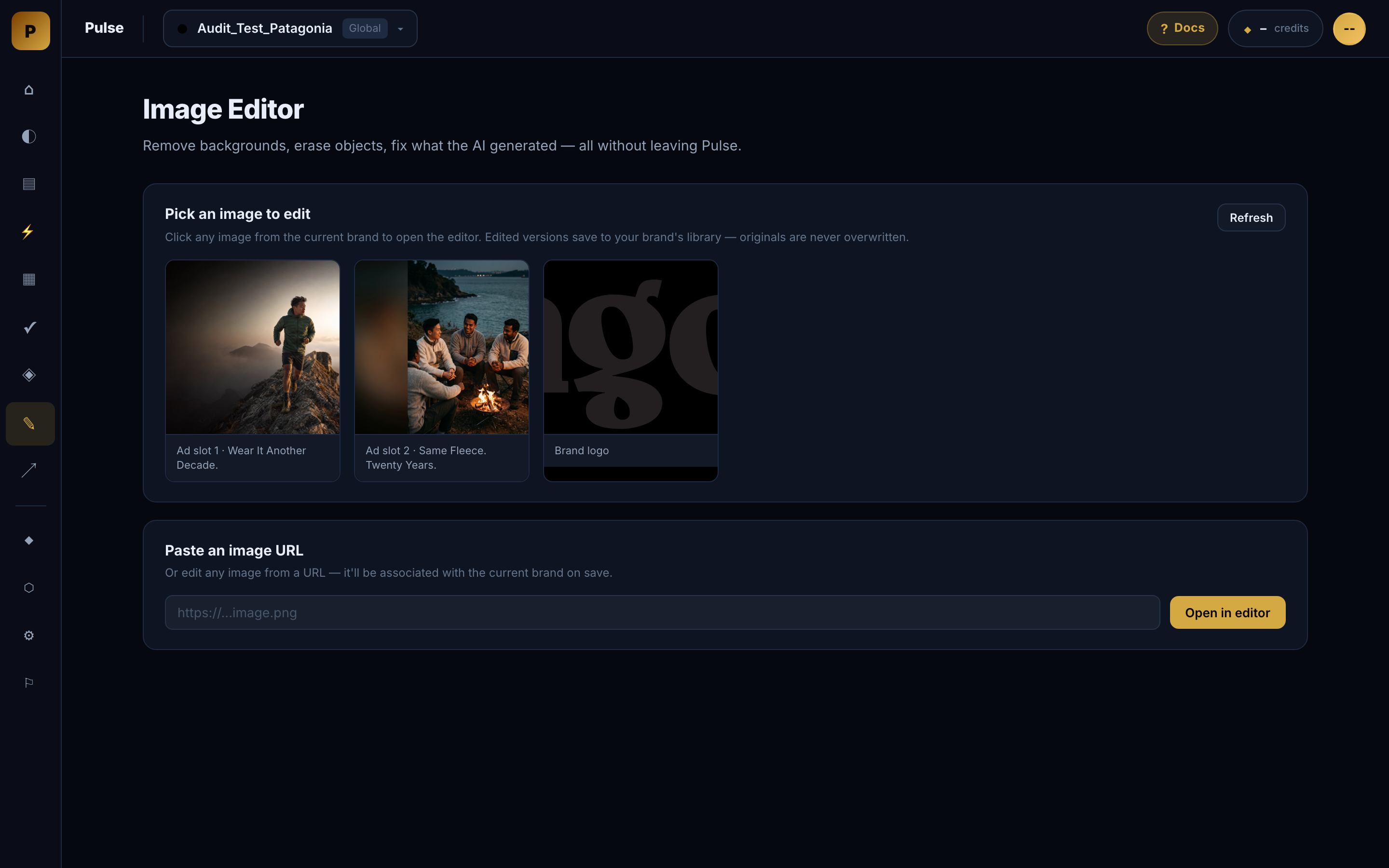 Dedicated AI Regenerate view with thumbnail gallery